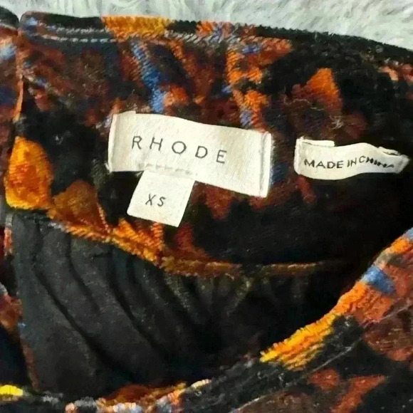 RHODE Long Sleeve Velvet Blouse Size XS Autumn Floral Print NWT Harlow Top - Picture 9 of 11